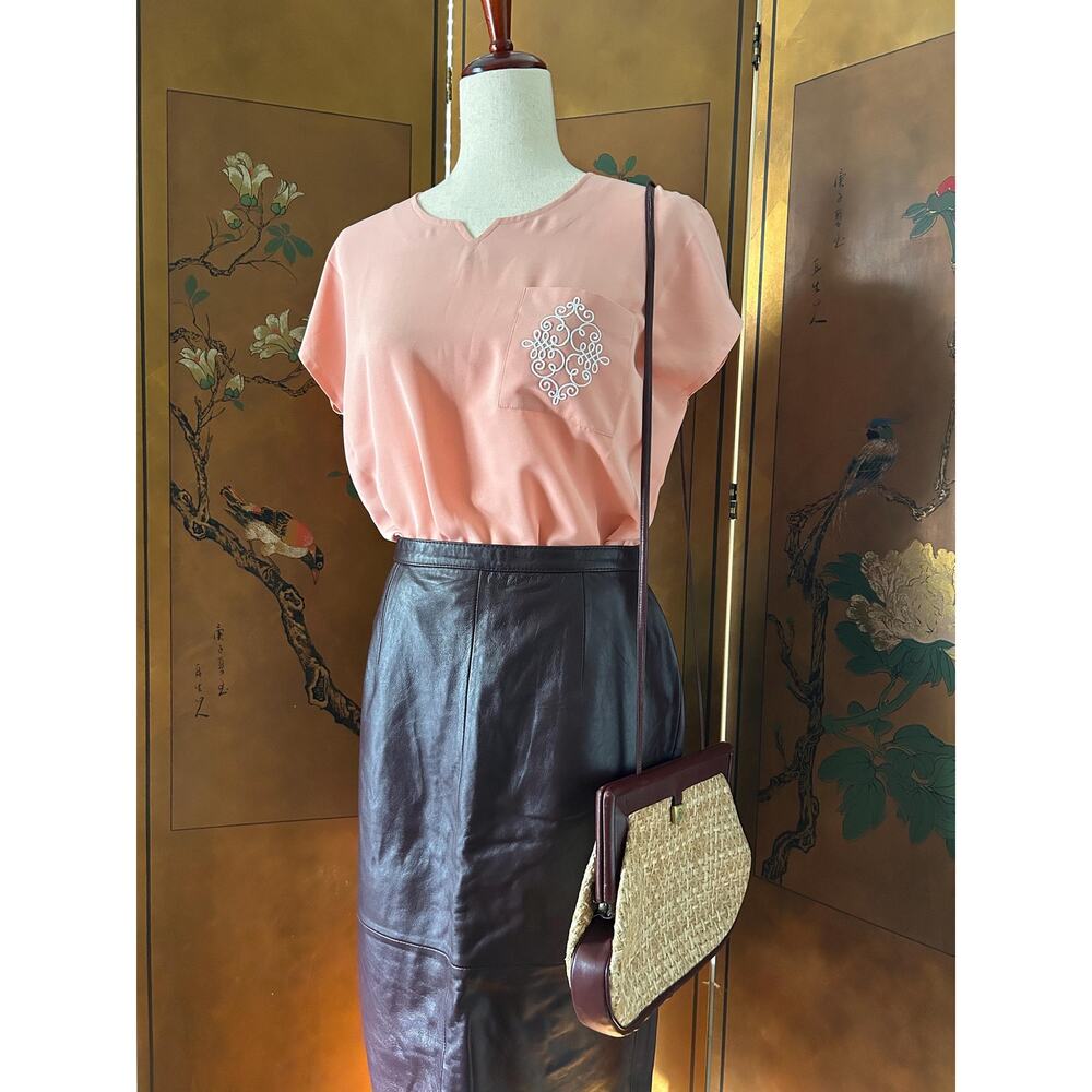 Pink short sleeves top with embroidery, size 10